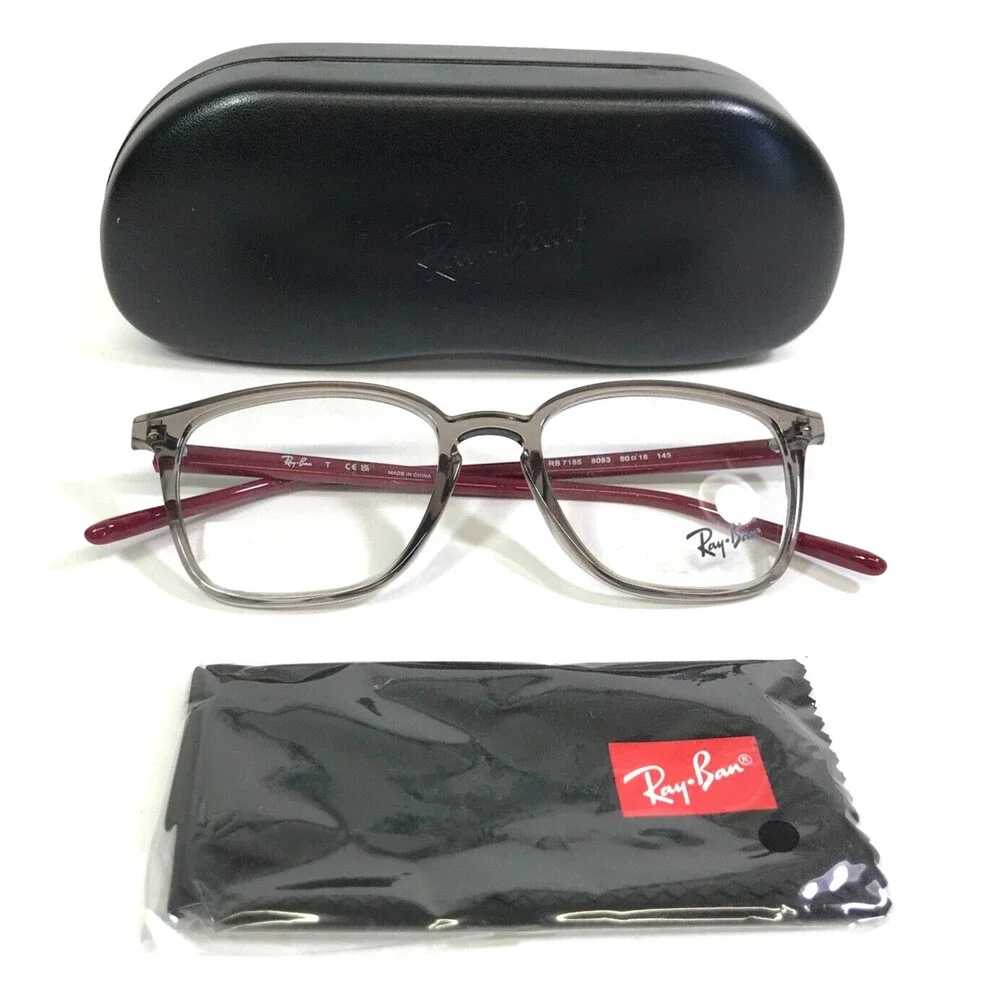 Ray-Ban Eyeglasses Frames RB7185 8083 Clear Gray Red Square Full Rim 50-18-145